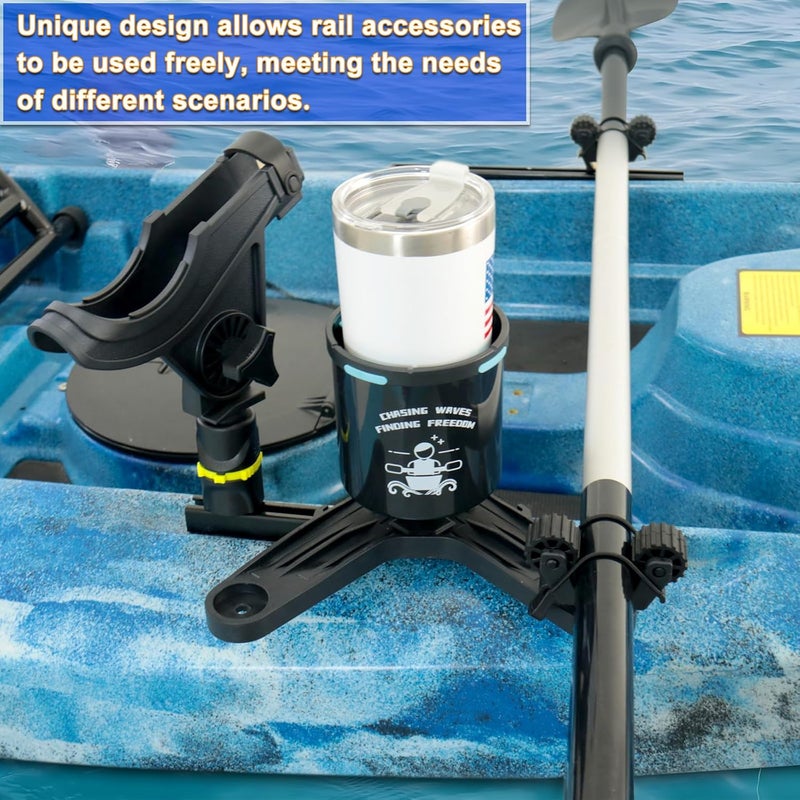Huntury DoubleHeader Kayak Track Paddle Holder, Save Kayak Track Space, Kayak Paddle Clip, Kayak Track Mount Accessories, Kayak Oar/Fishing Net/Gaff Holder for Fishing, Kayak Fishing Accessories - Image 4